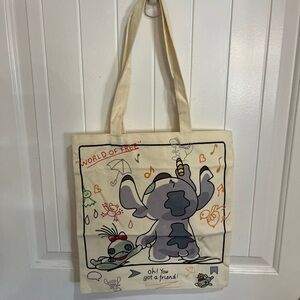 Cream Tote Bag with Cartoon Print LILO and Stitch NWOT Disney